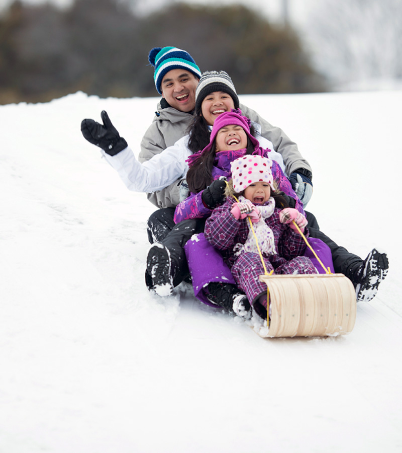 family sledding